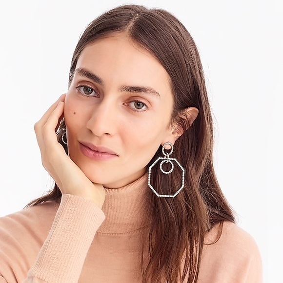 🆕J. Crew Octagon Pave Earrings - Picture 2 of 4